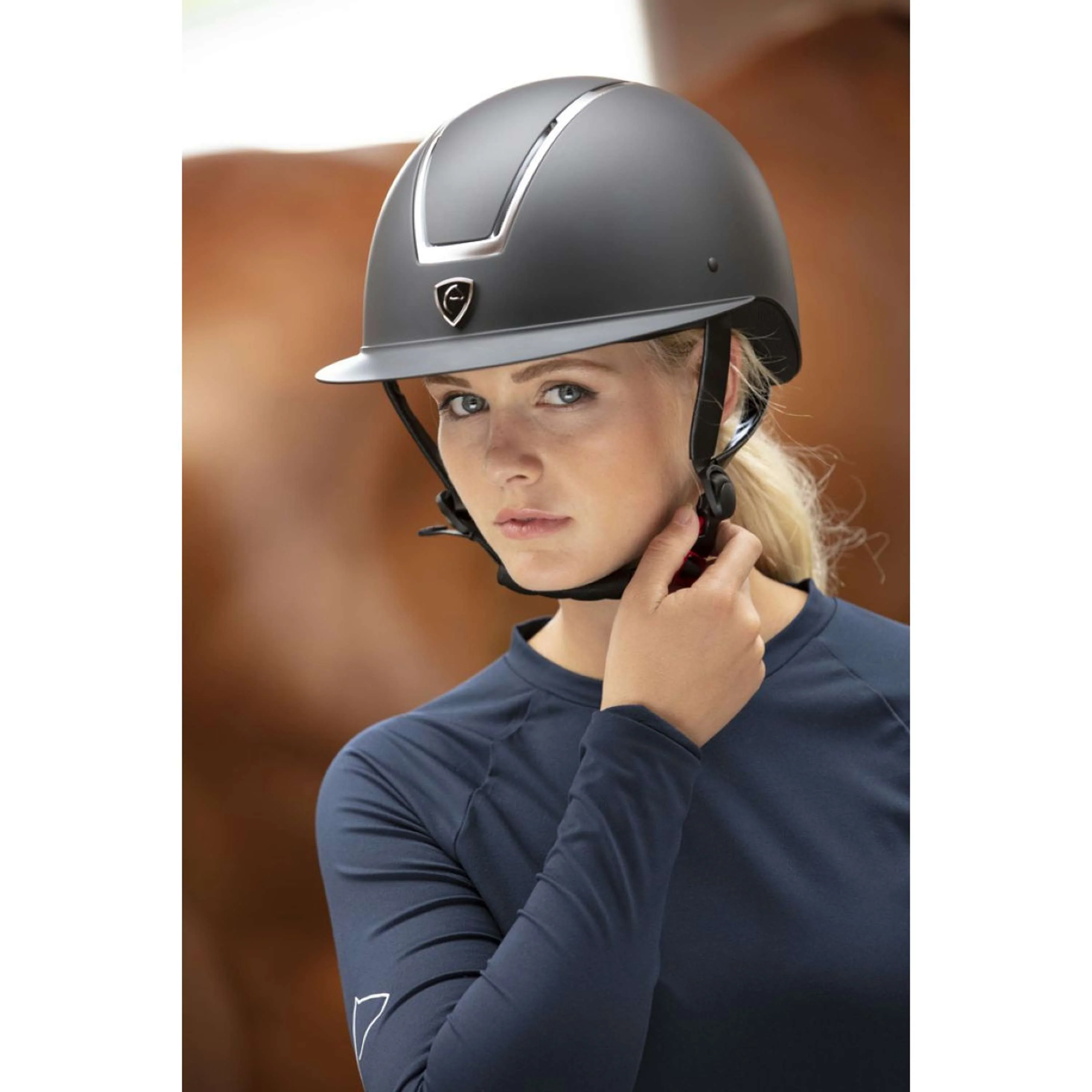 EQUITHÈME Casco da equitazione Glint Mat Nero Argento - Image 3